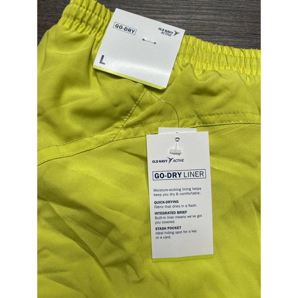 Old Navy Active Womens L Go-Dry Yellow Workout Lined Shorts Mesh K2 - Picture 7 of 7